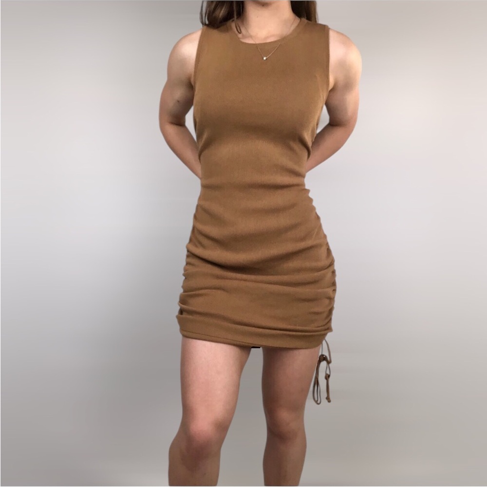 BOGO FREE‎ NWT LIONESS Military Minds Dress in Camel Size XL Cinch Mini Tie